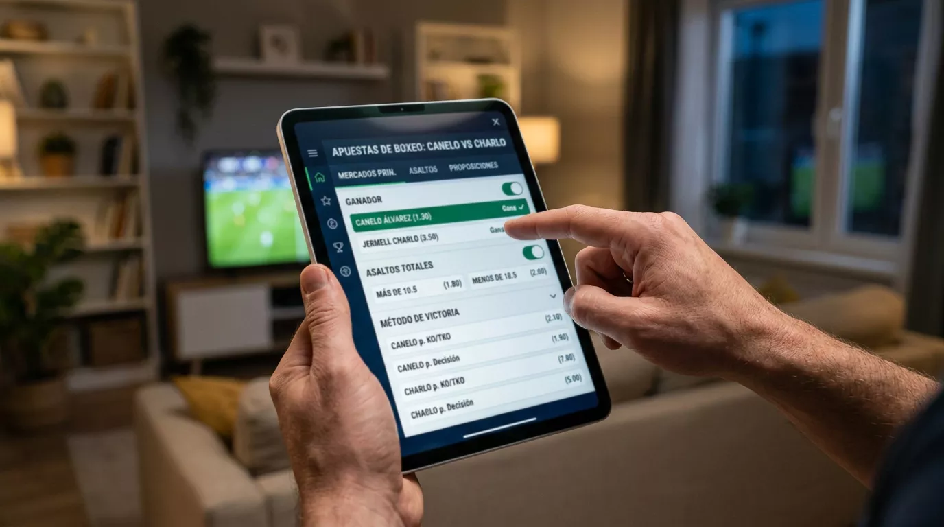 Pantalla con diferentes tipos de mercados de apuestas MMA