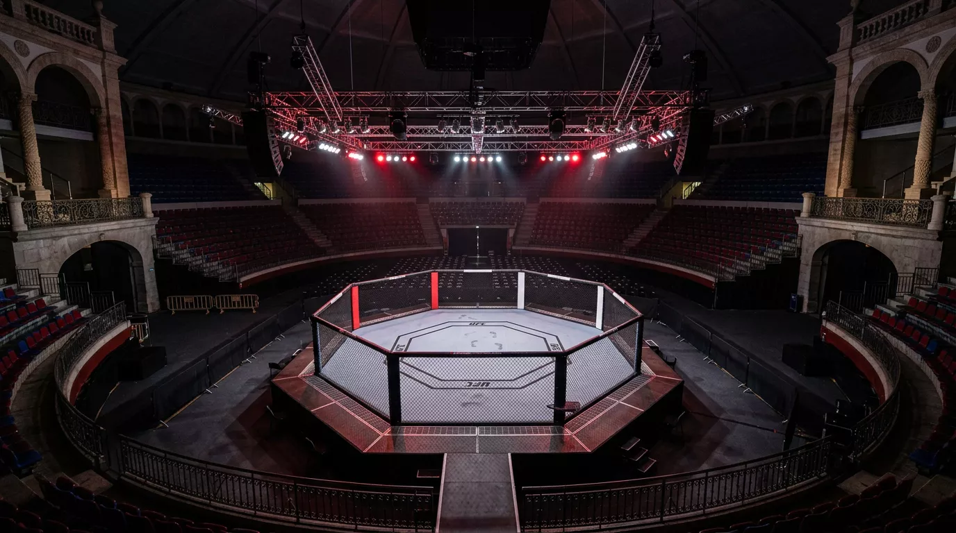 Octágono de UFC preparado para evento en España